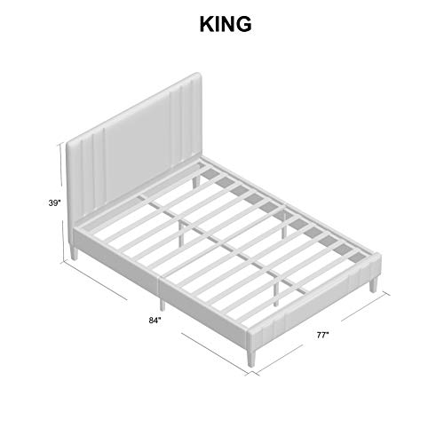 Classic Brands Chicago Modern Tufted Upholstered Platform Bed | Headboard and Wood Frame with Wood Slat Support, King, Antonio Mid Night