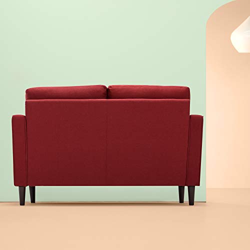 Zinus Mikhail Mid-Century Upholstered 52.8 Inch Sofa Couch / Loveseat, Ruby Red Weave