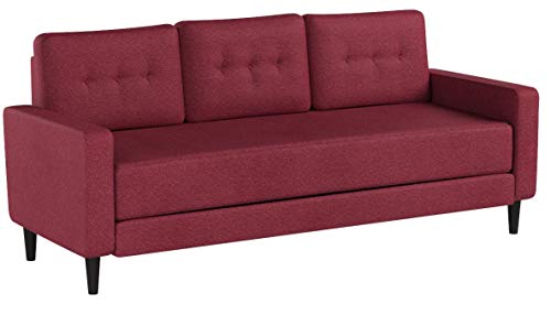 Zinus SSMC-RE Mikhail Mid-Century Upholstered 76.4 Inch Sofa / Living Room Couch, Ruby Red Weave