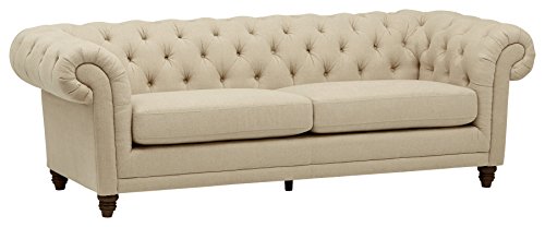 Stone & Beam Bradbury Chesterfield Tufted Sofa Couch, 92.9"W, Hemp