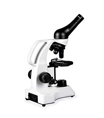 Vision Scientific VME0006-RC Monocular Compound Microscope, 10x WF Eyepiece, 40x—400x Magnification, LED Illumination, Separate Coarse & Fine Focus, Gliding Round Stage, Rechargeable Battery