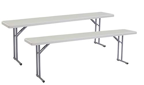 (2 Pack) National Public Seating 18" x 96" Heavy Duty Seminar Folding Table, Speckled Gray