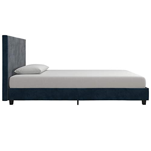 DHP Carley Upholstered Bed, Twin, Blue Velvet