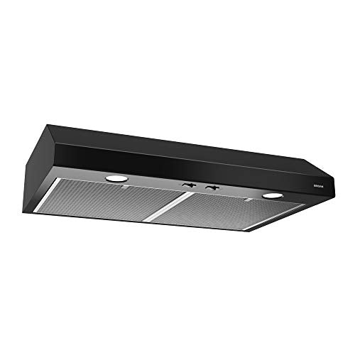 Broan-NuTone BCSD124BL Glacier Range Hood with Light, Exhaust Fan for Under Cabinet, Black, 24-inch