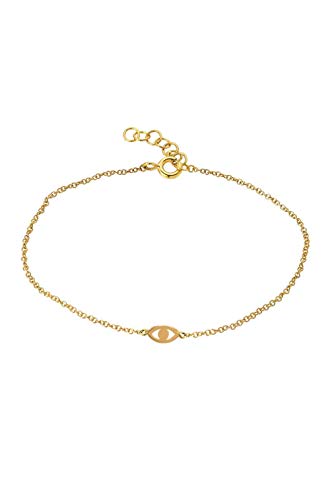 14k Yellow Gold Evil Eye Bracelet, Solid Gold Mini Evil Eye, Zoe Lev Jewelry