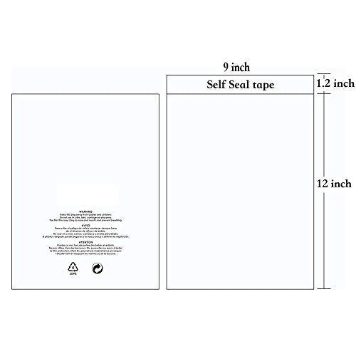 100 Pack 9x12inch Self Seal Clear Suffocation Safety Warning Poly Bags 1.5 Mil,Perfect for Packaging, Shipping & FBA Shipment