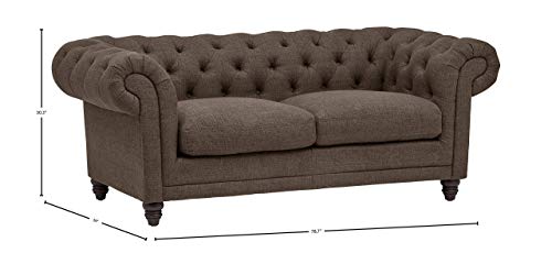 Stone & Beam Bradbury Chesterfield Tufted Loveseat Sofa Couch, 78.7"W, Warm Grey