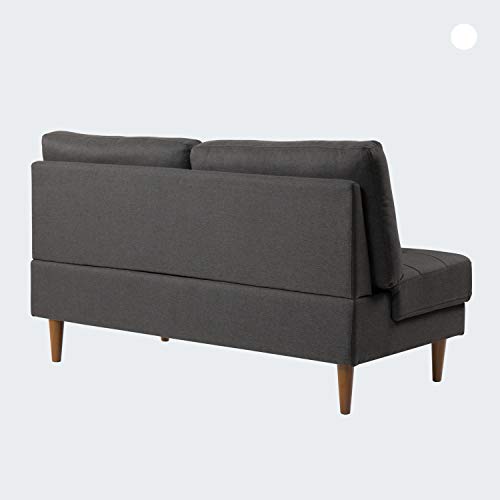 Mellow MLSF-JU-DG-LS Jules Modern Armless Tufted Linen Fabric Loveseat/Sofa/Couch, Dark Grey Love Seats