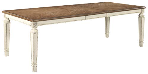 Signature Design by Ashley Realyn French Country Dining Extension Table, Seats up to 8, Chipped White