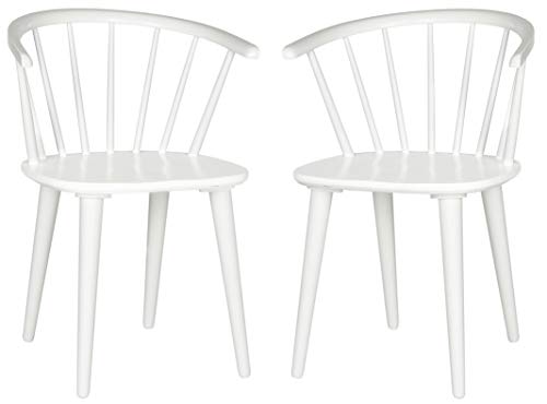 Safavieh Home Collection Blanchard White Curved Spindle Side Chair (Set of 2)