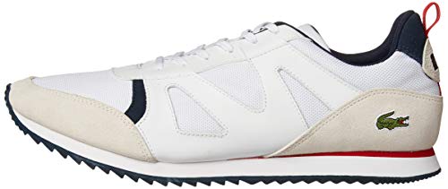 Lacoste Men's Aesthet Sneaker, White/Navy/Red, 9.5 Medium US