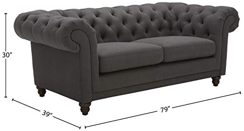 Stone & Beam Bradbury Chesterfield Tufted Loveseat Sofa Couch, 78.7"W, Pepper