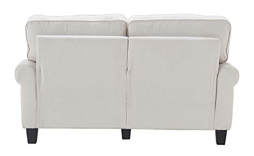 Serta Copenhagen Sofa Couch for Two People, Pillowed Back Cushions and Rounded Arms, Durable Modern Upholstered Fabric, 61" Loveseat, Cream