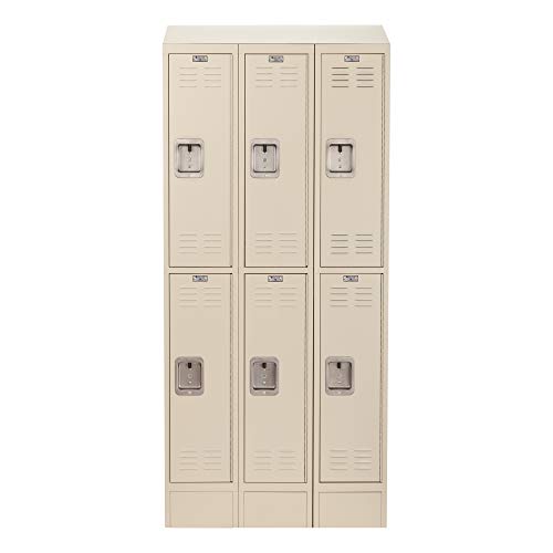 Learniture Deluxe Three-Wide Double-Tier School Lockers, 12" W x 12" D, Ready to Assemble, Tan, LNT-NOR1002P-SO