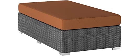 Modway EEI-1863-CHC-TUS Sojourn Wicker Rattan Outdoor Patio Coffee Table, Rectangle Ottoman, Canvas Tuscan