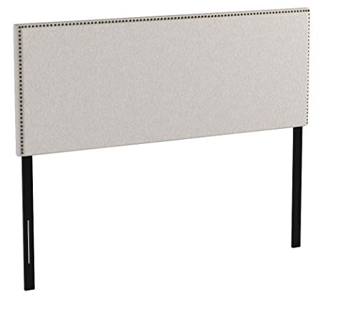 Zinus Jake Upholstered Nailhead Rectangular Headboard in Taupe, Full