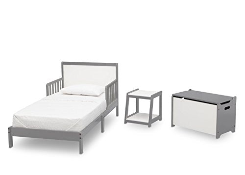 Delta Children Aster 3 Piece Toddler Room in-a-Box, White with Grey