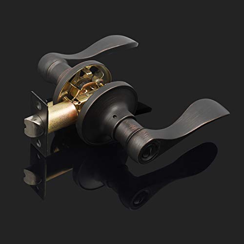 10 Pack Privacy Bathroom Door Lock Lever Keyless No Keys Door Lockset;Right/Left Handed Reversible;Oil Rubbed Bronze Door Levers Hardware