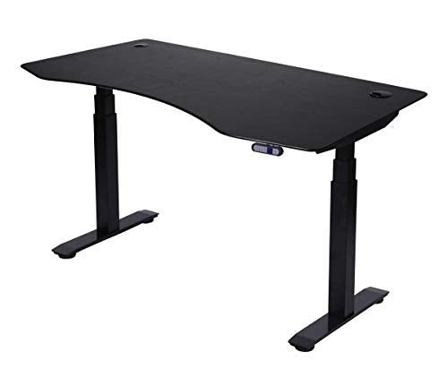 ApexDesk Flex Series 60" Electric Height Adjustable Standing Desk with Memory Controller, Curved 60" Black Top and Black Frame