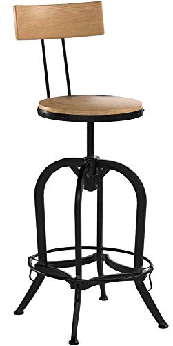 Christopher Knight Home Ximen Fir Wood Barstool with Backrest, Naturally Antique