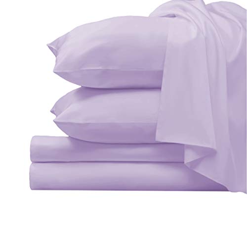 1000 Thread Count Sheet Set, 100% Long Staple Pure Cotton Lavender Split King Sheets, Luxurious Smooth Sateen Weave Breathable Sheets fit Upto 15 inch Deep Pockets (Lavender Split King Cotton Sheets)