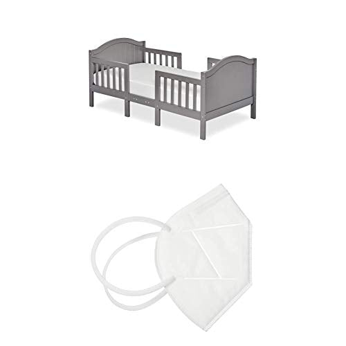 Dream On Me Portland 3 in 1 Convertible Toddler Bed in Steel Grey, Greenguard Gold Certified & Dream On Me Disposable Face Mask I Pack of 10