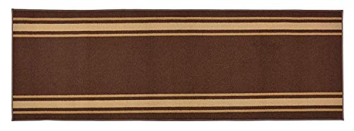 Custom Size Solid Border Roll Runner 32" W x Your Length Choice Slip Resistant Rubber (Brown w/ Beige Border 32 ft x 32")