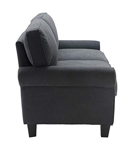 Serta Copenhagen Sofa Couch for Two People, Pillowed Back Cushions and Rounded Arms, Durable Modern Upholstered Fabric, 61" Loveseat, Charcoal