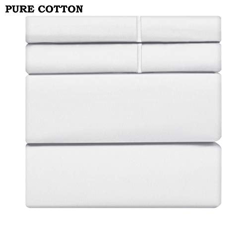 100% Cotton 600 Thread Count | Luxury 4 Piece Bed Sheet| Egyptian Long-Staple |Silky Soft, Breathable, Cooling, Deep Pocket | fits Upto 18'' Mattress