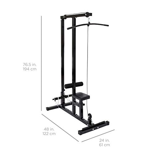 2-in-1 Low Row And Lat Pull Down Cable Exercise Machine With Rubber Hand Grips And Foam Knee Bars Upper Lower Pulley System Ideal For Light Institutional And Home Gym Use Body-building Fitness Workout