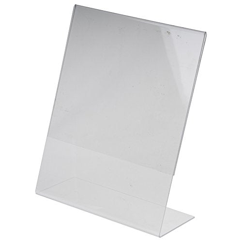 Clear-Ad - LHA-810 - Acrylic Slanted Sign Holder 8 x 10 - Plexiglass Table Menu Card Display Stand - Plastic Picture Frame Wholesale (Pack of 50)