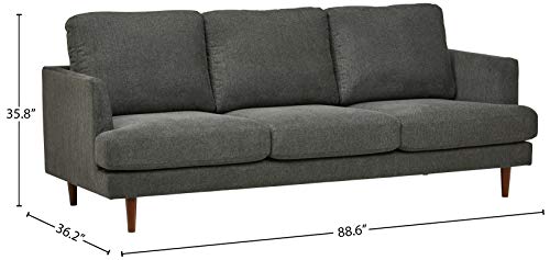 Rivet Goodwin Modern Sofa, 88.6"W, Charcoal Grey