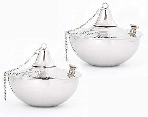 Legends Direct Maui Tabletopset of 4, Landscape Torch, Patio Light, Tabletop Lantern, Lighting (Hammered Nickel)