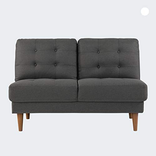 Mellow MLSF-JU-DG-LS Jules Modern Armless Tufted Linen Fabric Loveseat/Sofa/Couch, Dark Grey Love Seats