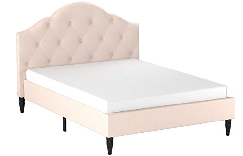 Classic Brands Winterhaven Upholstered Platform Bed | Headboard and Metal Frame with Wood Slat Support, Queen, Linen