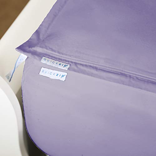 QuickZip Fitted Sheet - Includes 1 Fitted Sheet Base & 2 Zip-On Sheets - Easy to Change, Fold & Wash Full Sheet - Percale 200 TC Cotton Fitted Sheets – 11” Deep Pockets Full Size Sheets – Lavender