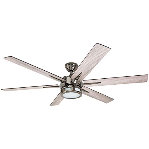 Honeywell Ceiling Fans 51035-01Kaliza Modern LED Ceiling Fan with Remote Control, 6 Blade Large 56", Gun Metal 52" (Renewed)