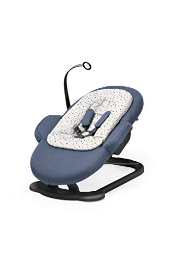 Stokke Steps White Mountains with Black Frame Portable Baby Bouncer with Multiple Seating Positions