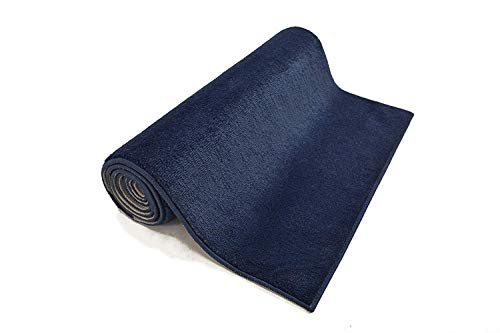 Custom Size Runner Rug Solid Color Roll Runner 26 Inch Wide x Your Length Size Choice Slip Skid Resistant Rubber Back 3 Color Options Euro Collection (Royal Navy Blue, 20 ft x 26 in)