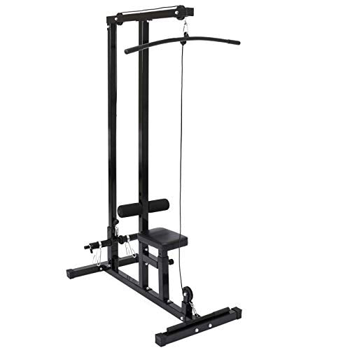 2-in-1 Low Row And Lat Pull Down Cable Exercise Machine With Rubber Hand Grips And Foam Knee Bars Upper Lower Pulley System Ideal For Light Institutional And Home Gym Use Body-building Fitness Workout