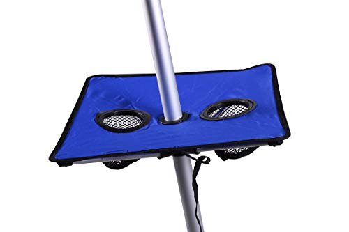 Tommy Bahama 7 ft Fiberglass Beach Umbrella for Sand with Integrated Anchor, Integrated Table, Telescopic Aluminum Pole, UPF 50+, Tilt