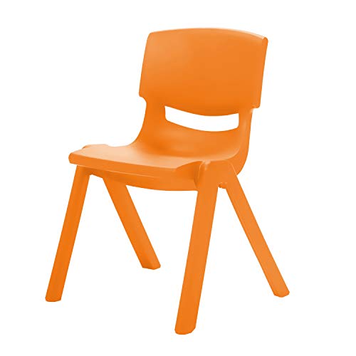 ECR4Kids School Stack Resin Chair, Indoor/Outdoor Plastic Stacking Chairs for Kids, 14 inch Seat Height, Orange (6-Pack)