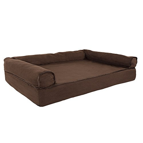 PETMAKER Orthopedic Pet Sofa Bed with Memory Foam and Foam Stuffed Bolsters 35.5x24x8 Brown