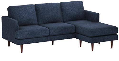 Rivet Goodwin Modern Sectional Sofa, 88.6"W, Navy Blue