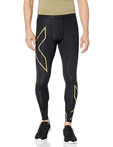 2XU Men's MCS Run Compression Tights, Black/Gold, Medium