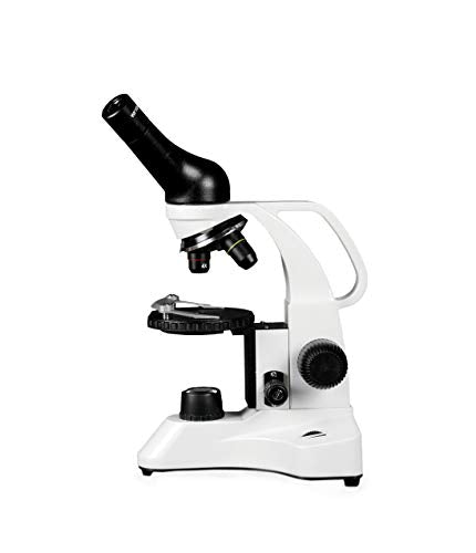 Vision Scientific VME0006-RC Monocular Compound Microscope, 10x WF Eyepiece, 40x—400x Magnification, LED Illumination, Separate Coarse & Fine Focus, Gliding Round Stage, Rechargeable Battery