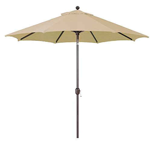 9-Foot Galtech (Model 737) Deluxe Auto-Tilt Umbrella with Antique Bronze Frame and Sunbrella Fabric Heather Beige (Includes Extended Frame Warrantee)