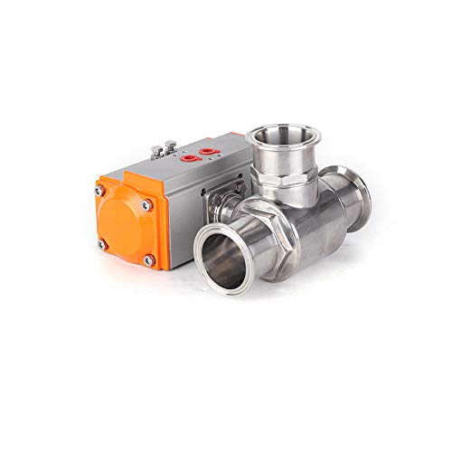 (1", 1.5", 2") Stainless Steel 304 Sanitary Three Way T-Port Tri-Clamp Pneumatic Ball Valve Working Pressure: 0-1.6 MPa / 232 psi (2")