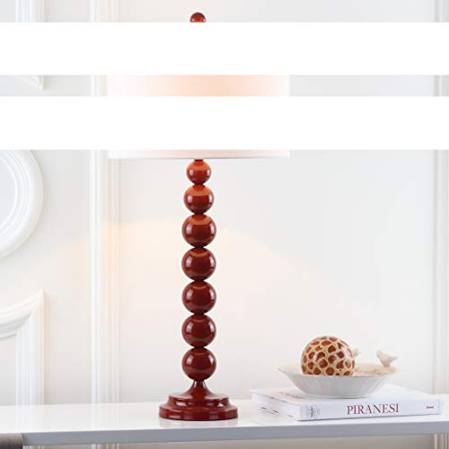 Safavieh Lighting Collection Jenna Red Stacked Ball 32-inch Bedroom Living Room Home Office Desk Nightstand Table Lamp (Set of 2) - LED Bulbs Included