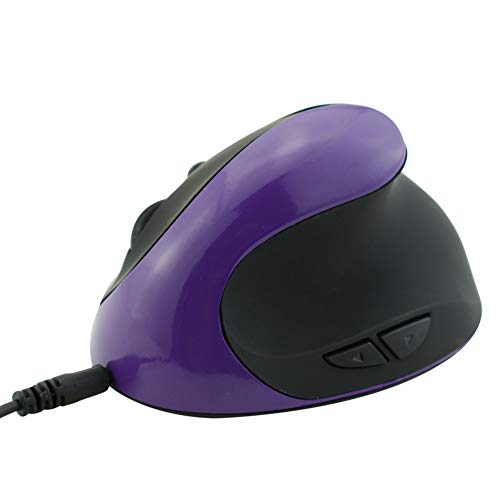 2.4G Wireless/Wired Mouse, Ergonomic Rechargeable 6 Keys Optical Vertical Cordless Mouse Mice with USB Receiver Purple Wired